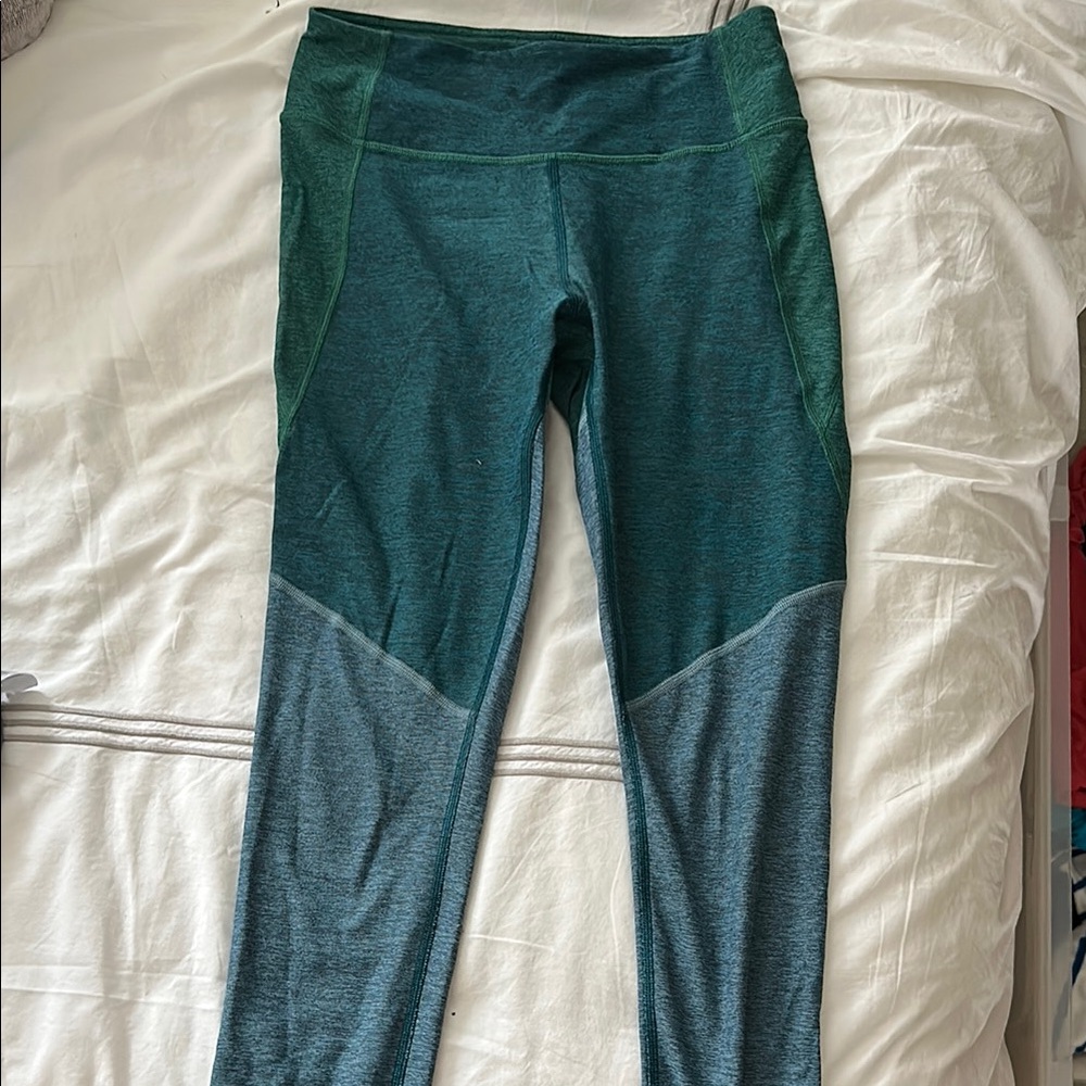 Outdoor Voices Green and Blue Color Block Leggings